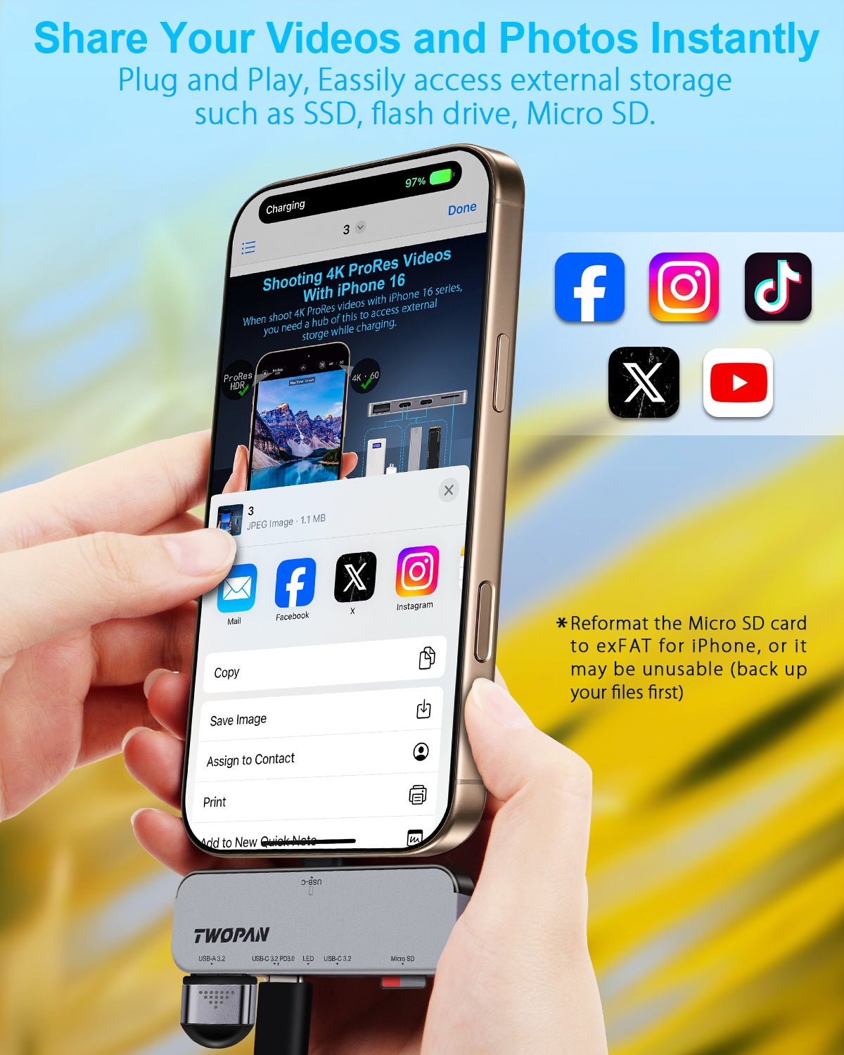 Twopan 4 - in - 1 USB - C Hub for iPhone 16 15 Aluminum Case with Dual USB - C, Micro SD & USB - A Ports - TWOPAN