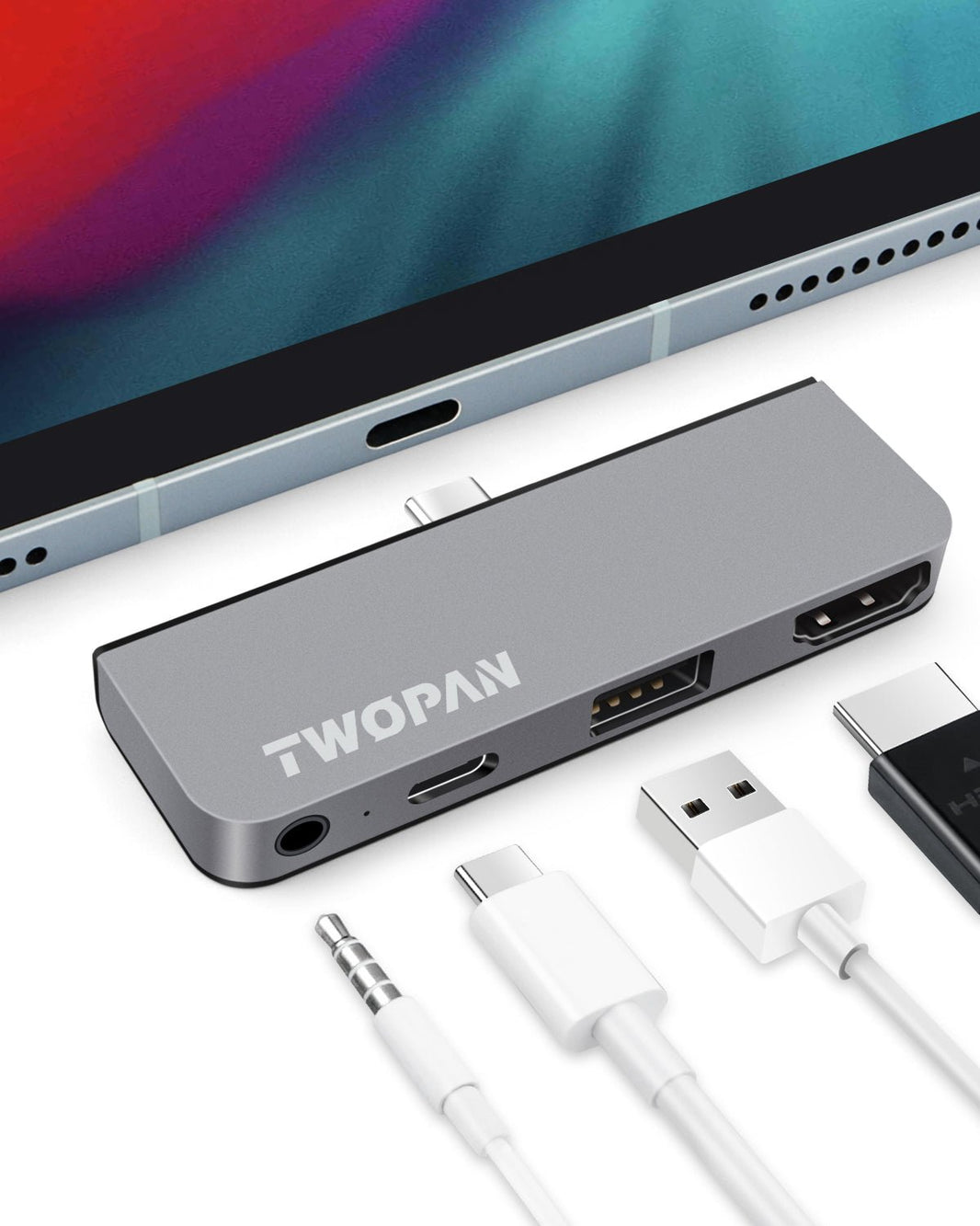 Twopan 4 - in - 1 USB - C Hub with 4K HDMI, USB - C PD Charging & 3.5mm Audio Jack – Compatible for iPad Pro 2021 M1 (12.9"), iMac 24", MacBook Pro 14"/16" M2 Pro/Max - TWOPAN
