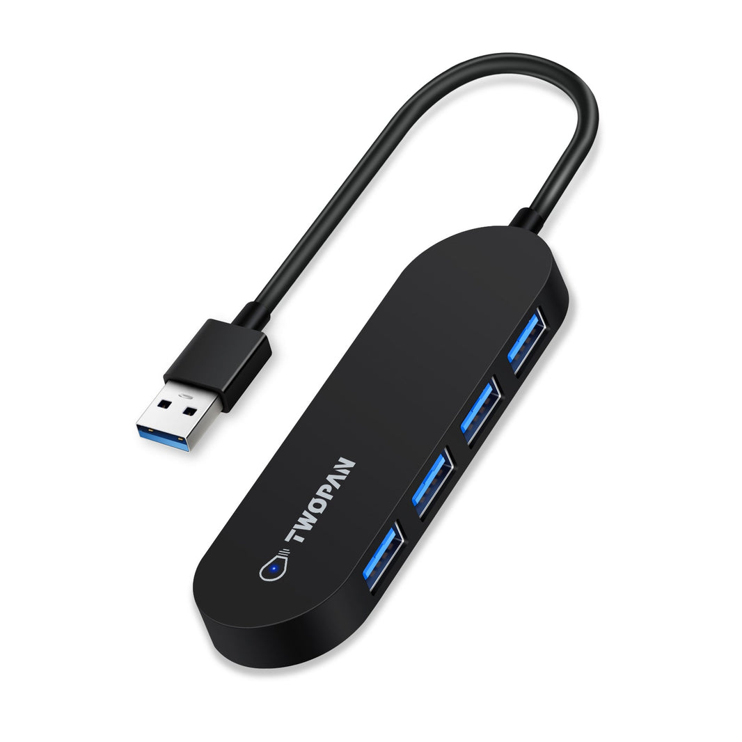 Twopan 4 - Port USB 3.0 Hub – Ultra - Slim Multiport Adapter for Laptop, Desktop, Mac, Surface Pro, XPS - TWOPAN