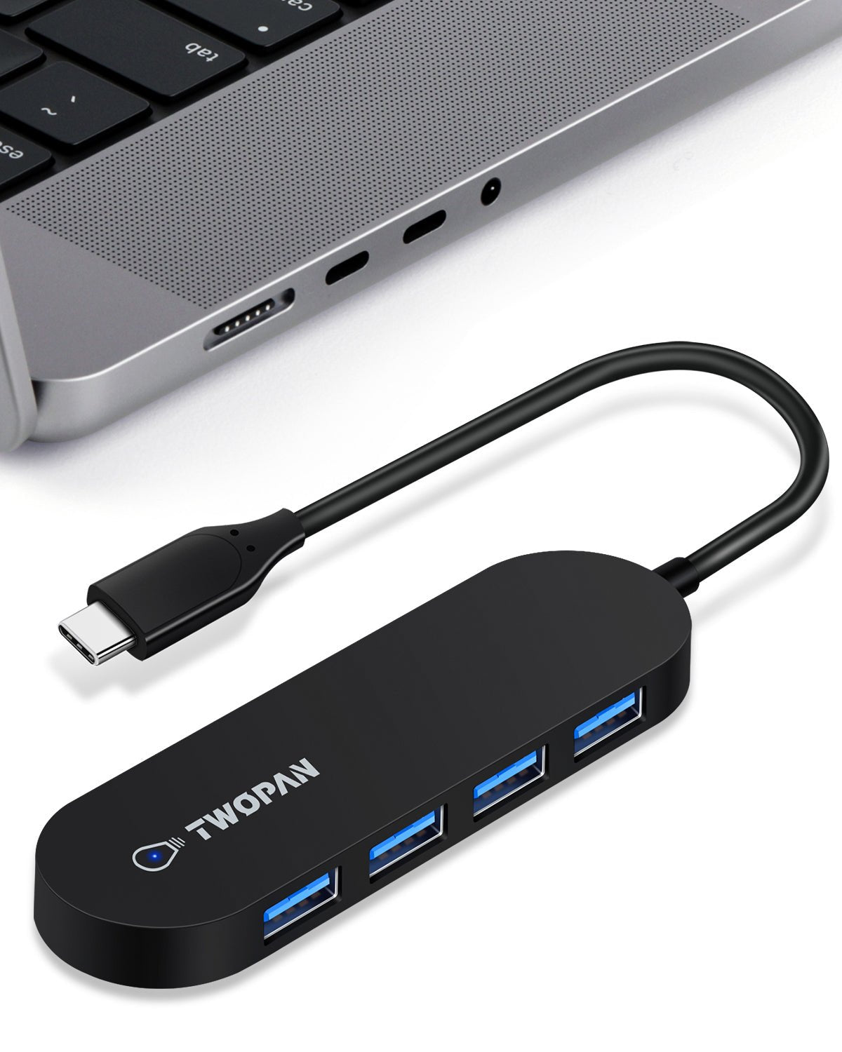 Twopan 4 - Port USB 3.0 Hub – Ultra - Slim Multiport Adapter for Laptop, Desktop, Mac, Surface Pro, XPS - TWOPAN