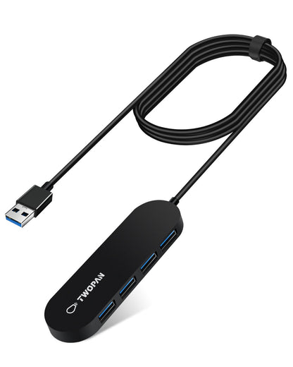 Twopan 4 - Port USB 3.0 Hub – Ultra - Slim Multiport Adapter for Laptop, Desktop, Mac, Surface Pro, XPS - TWOPAN
