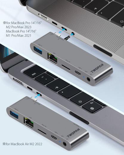 Twopan 5 - in - 1 USB - C Hub for MacBook Pro/Air M2 with 1000M LAN, Micro SD Reader, USB - C PD & 3.5mm Audio Jack - TWOPAN
