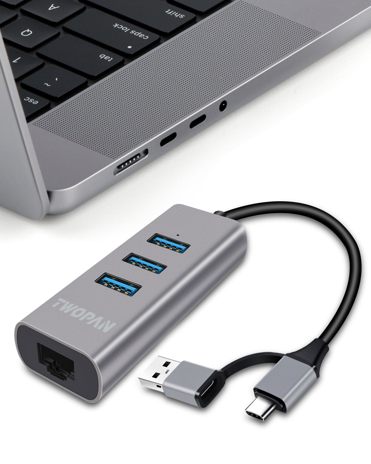 Twopan 5 - in - 1 USB - C Hub with 4K HDMI & 4 USB 3.0 Ports for Laptop, MacBook Pro/Air, iMac, iPad, Pixelbook, ThinkPad, XPS & USB - C Devices - TWOPAN