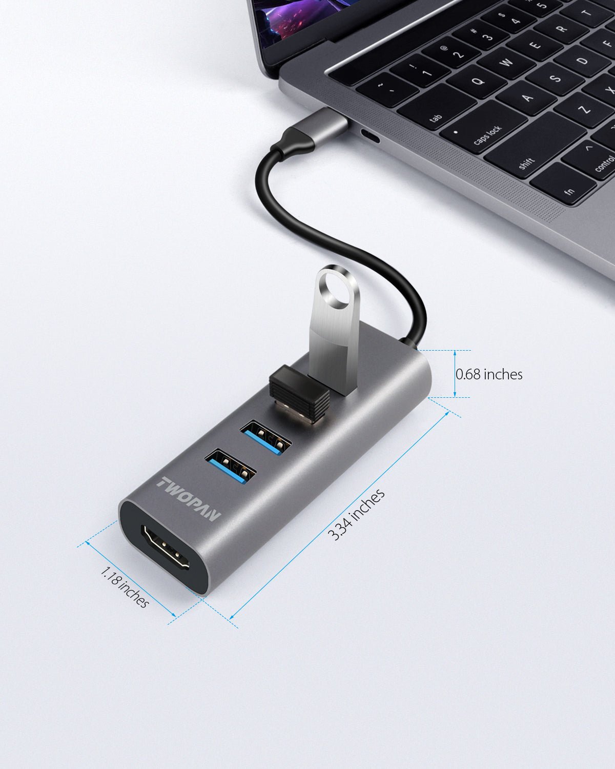 Twopan 5 - in - 1 USB - C Hub with 4K HDMI & 4 USB 3.0 Ports for Laptop, MacBook Pro/Air, iMac, iPad, Pixelbook, ThinkPad, XPS & USB - C Devices - TWOPAN
