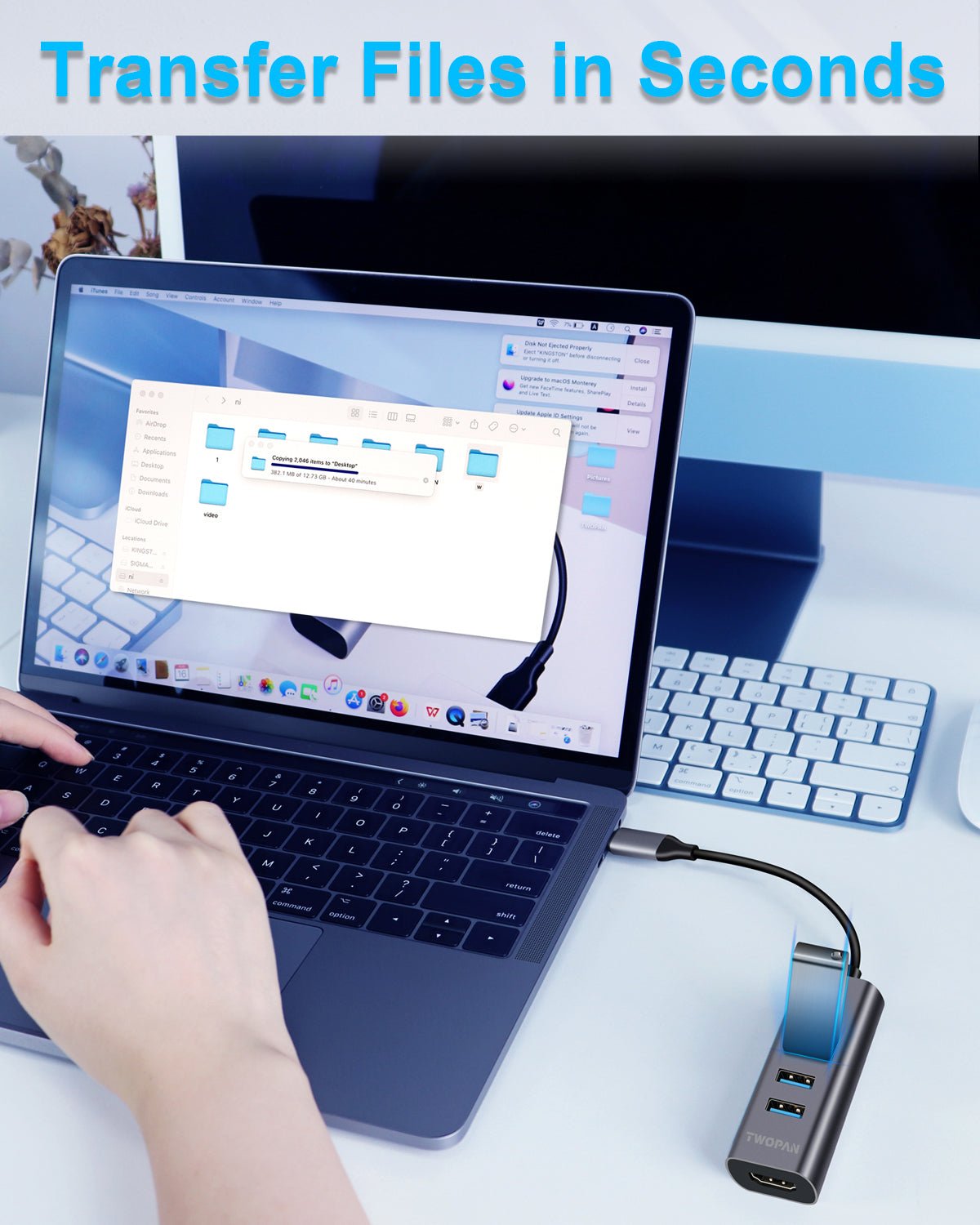 Twopan 5 - in - 1 USB - C Hub with 4K HDMI & 4 USB 3.0 Ports for Laptop, MacBook Pro/Air, iMac, iPad, Pixelbook, ThinkPad, XPS & USB - C Devices - TWOPAN