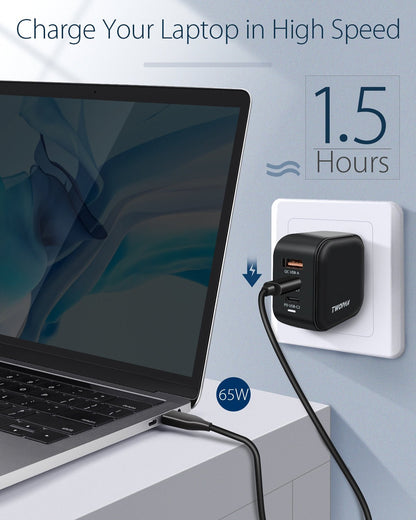 Twopan 65W USB - C GaN Charger 2 USB - C and 1 USB - A Ports - TWOPAN