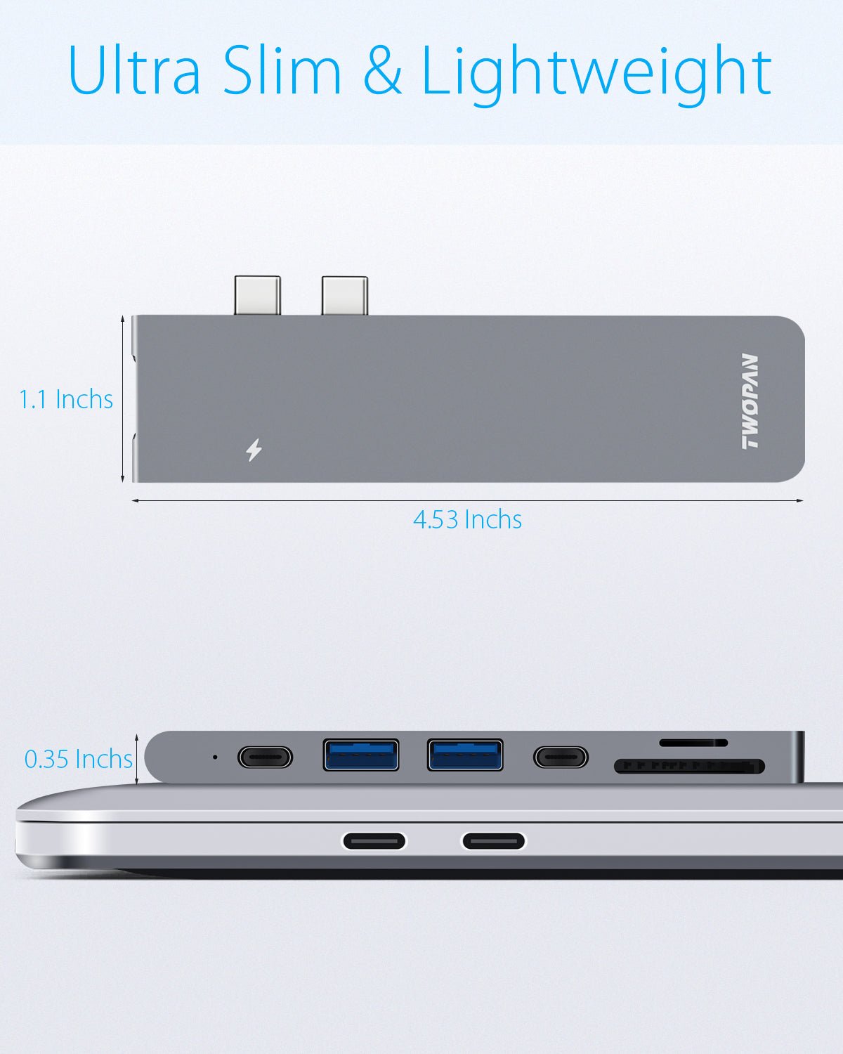 Twopan 7 - in - 2 USB - C Hub for MacBook Pro & Air 4K HDMI PD Charging, USB 3.0, SD/TF Card Reader - TWOPAN