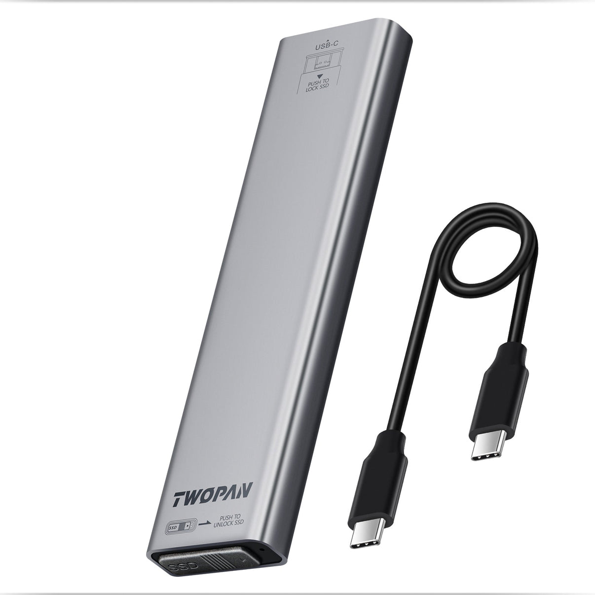 Twopan Aluminum M.2 NVMe & SATA SSD Enclosure Tool - Free USB 3.2 Gen 2 (10Gbps) for 2230/2242/2260/2280, Compatible with iPhone 16/15, MacBook, iMac & More - TWOPAN