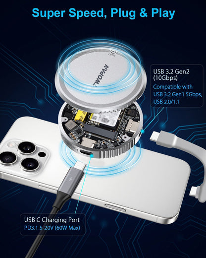 Twopan M.2 NVMe SSD Enclosure 2230 10Gbps with MagSafe - TWOPAN