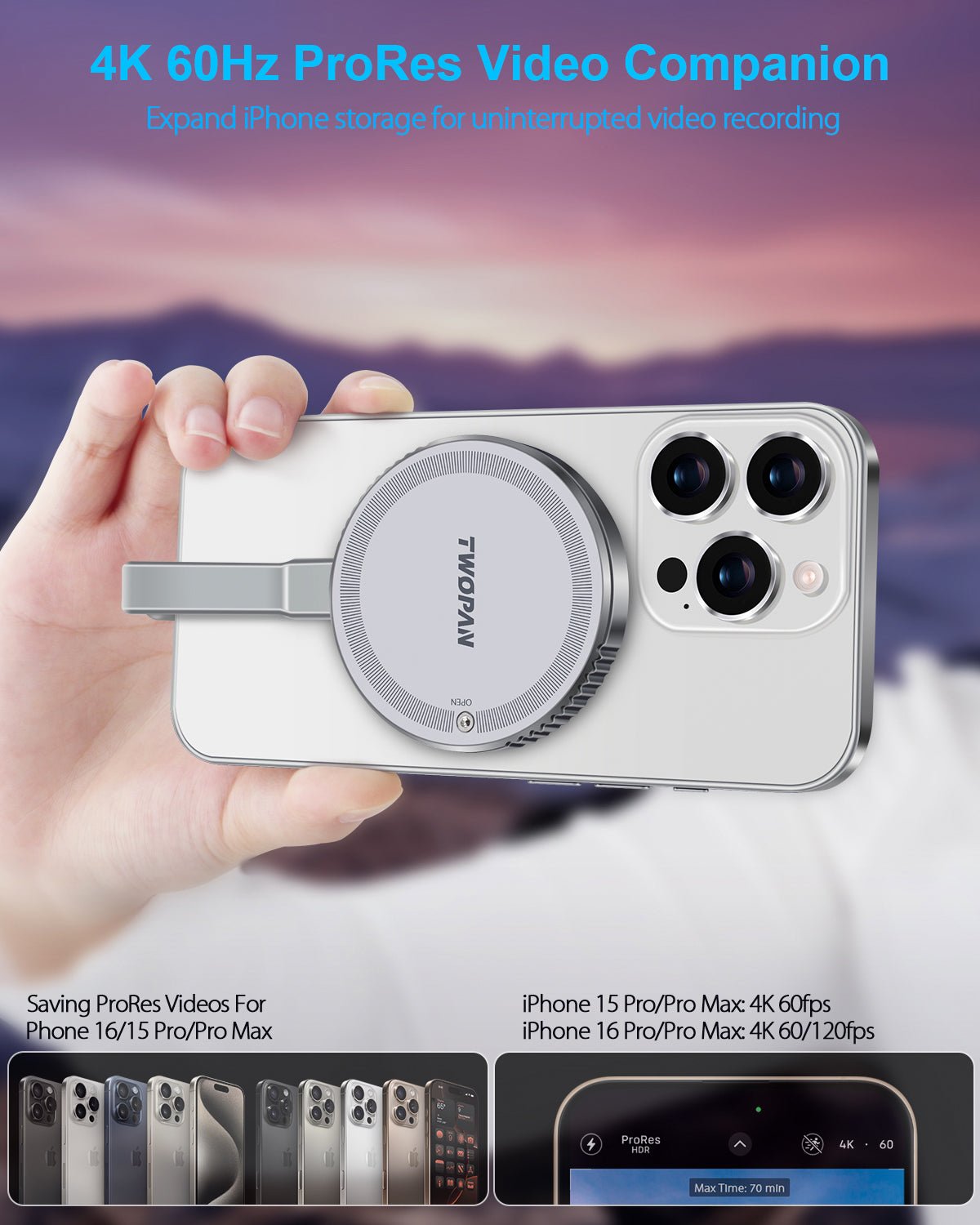 Twopan M.2 NVMe SSD Enclosure 2230 10Gbps with MagSafe - TWOPAN