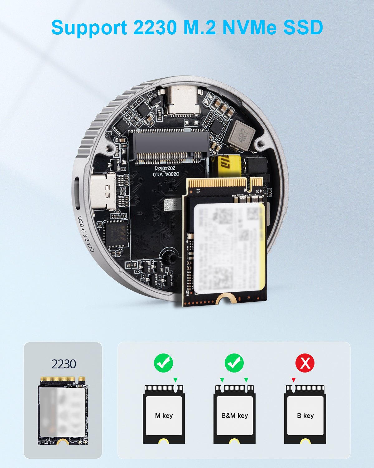 Twopan M.2 NVMe SSD Enclosure 2230 10Gbps with MagSafe - TWOPAN