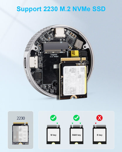 Twopan M.2 NVMe SSD Enclosure 2230 10Gbps with MagSafe - TWOPAN