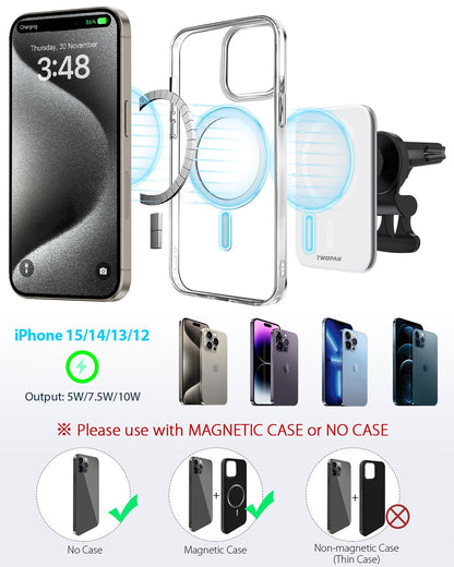 Twopan Magnetic Wireless Car Charger with Magsafe - TWOPAN