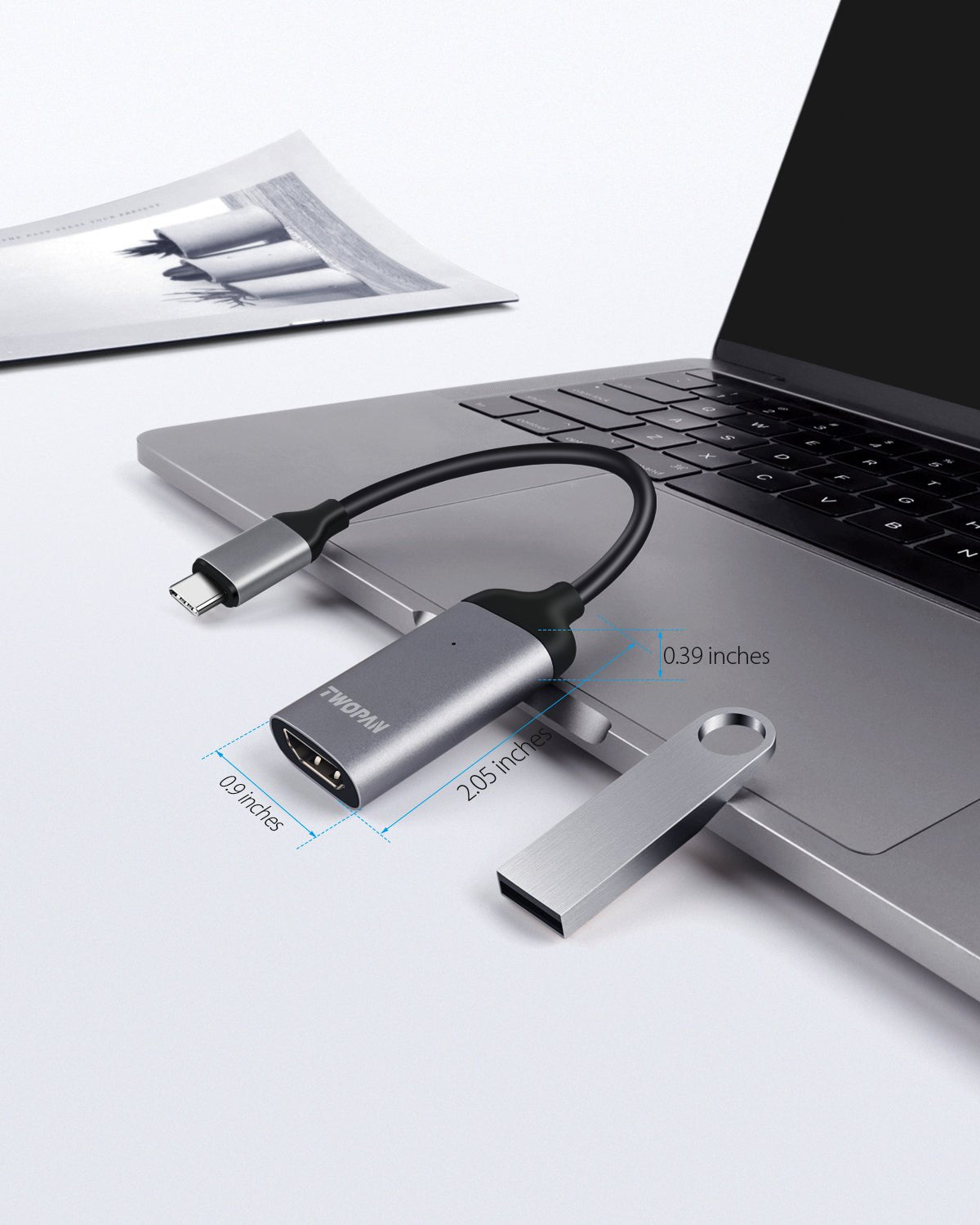 Twopan USB - C to HDMI Adapter 4K 60Hz – High - Resolution USB Type - C to HDMI Cable for MacBook Pro/Air, iMac, iPad Pro, XPS, Yoga, EliteBook, Chromebook, Galaxy & More - TWOPAN